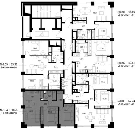 Продажа 3-комнатной квартиры 58,7 м², 8/24 этаж