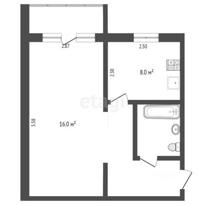 Продажа 1-комнатной квартиры 31,8 м², 4/5 этаж