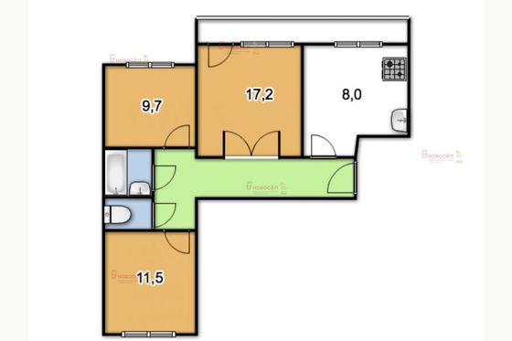 Продажа 3-комнатной квартиры 58 м², 2/9 этаж