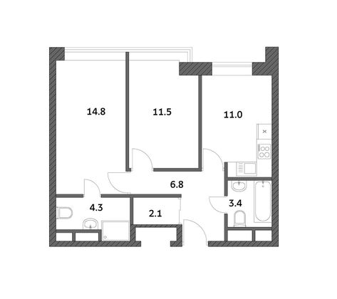 Продажа 2-комнатной квартиры 53,8 м², 5/19 этаж