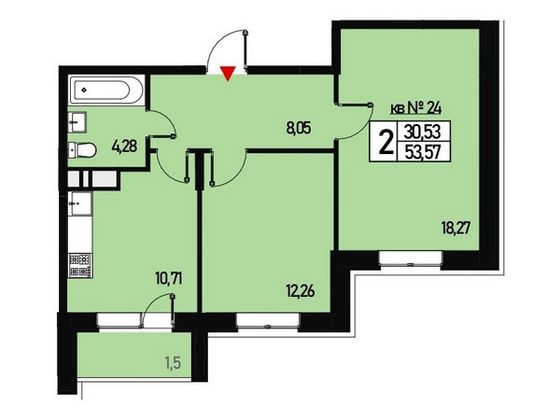 Продажа 2-комнатной квартиры 53 м², 1/3 этаж