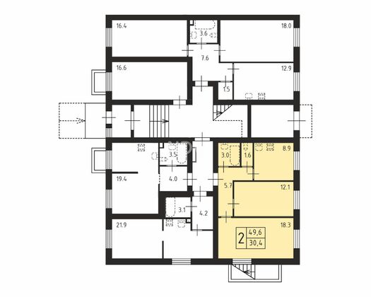 Продажа 2-комнатной квартиры 60 м², 1/4 этаж