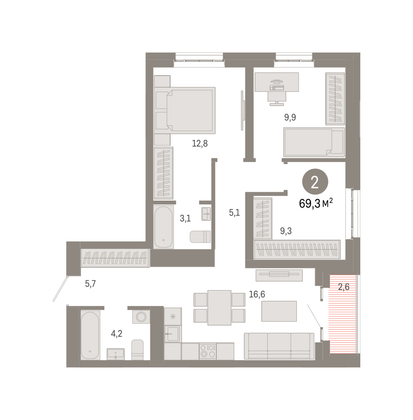 Продажа 3-комнатной квартиры 69,3 м², 19/31 этаж