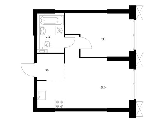 Продажа 1-комнатной квартиры 40,9 м², 16/28 этаж