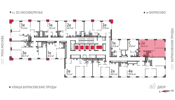 Продажа 2-комнатной квартиры 64,3 м², 39/52 этаж