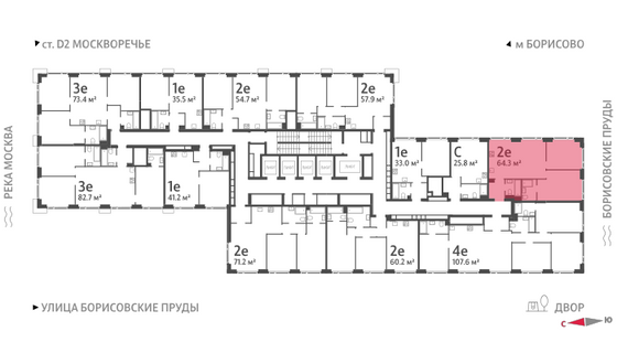 Продажа 2-комнатной квартиры 64,3 м², 39/52 этаж