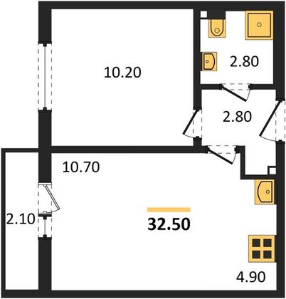 Продажа 1-комнатной квартиры 32,5 м², 4/8 этаж