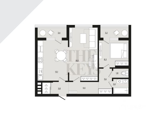 Продажа 2-комнатной квартиры 59,6 м², 11/17 этаж