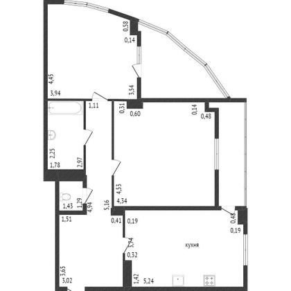 Продажа 1-комнатной квартиры 64,2 м², 6/6 этаж