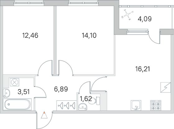 Продажа 2-комнатной квартиры 56,8 м², 1/5 этаж