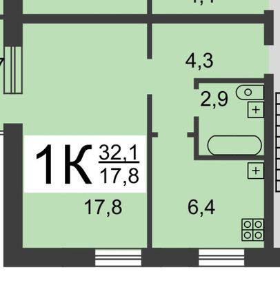 Продажа 1-комнатной квартиры 31,6 м², 1/5 этаж