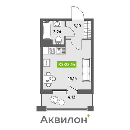 24,2 м², студия, 7/13 этаж