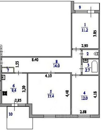 Продажа 3-комнатной квартиры 67,7 м², 2/5 этаж