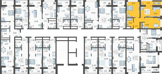 Продажа 2-комнатной квартиры 48,8 м², 9/19 этаж