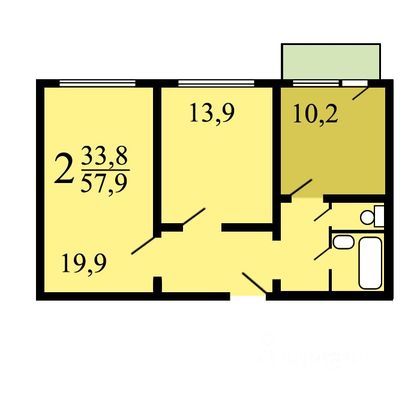 Продажа 2-комнатной квартиры 58,2 м², 20/22 этаж