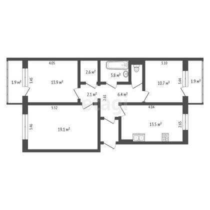 Продажа 3-комнатной квартиры 73,5 м², 7/10 этаж