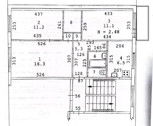 Продажа 3-комнатной квартиры 58 м², 4/5 этаж