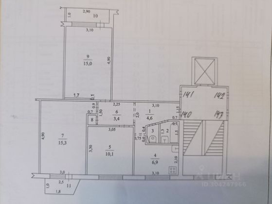 Продажа 3-комнатной квартиры 58,4 м², 9/9 этаж