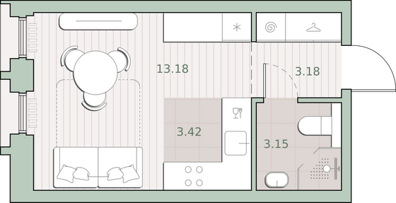 22,9 м², студия, 22/44 этаж