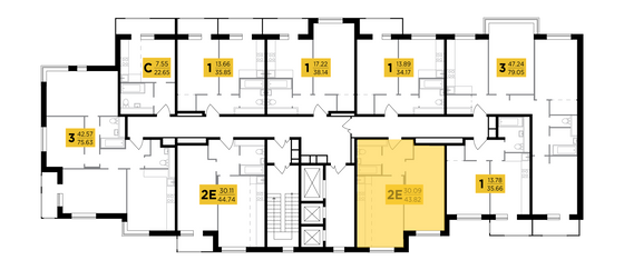 Продажа 2-комнатной квартиры 43,8 м², 24/25 этаж