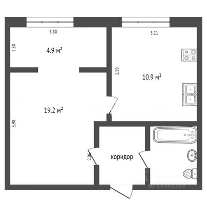 Продажа 1-комнатной квартиры 37 м², 1/5 этаж