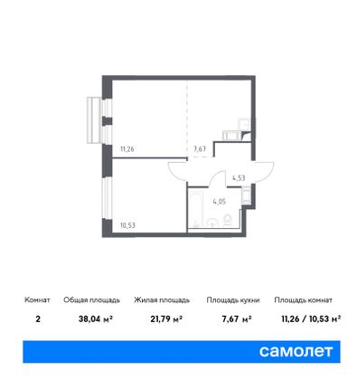 38 м², 1-комн. квартира, 5/9 этаж