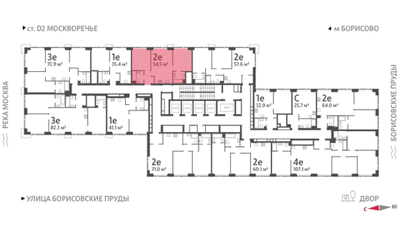 Продажа 2-комнатной квартиры 54,5 м², 30/52 этаж