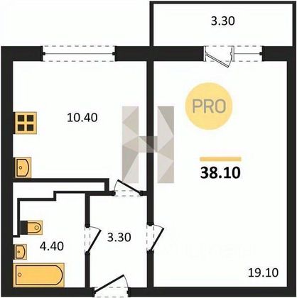 Продажа 1-комнатной квартиры 38,1 м², 4/17 этаж
