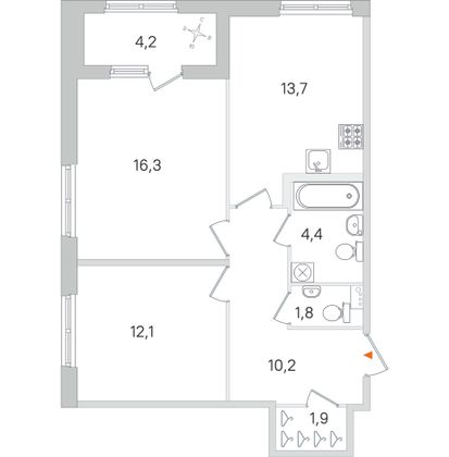 Продажа 2-комнатной квартиры 62,5 м², 1/4 этаж