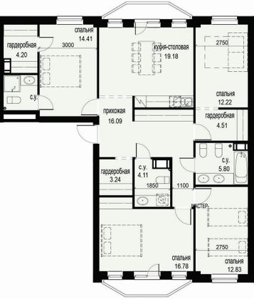 Продажа 4-комнатной квартиры 118,9 м², 7/10 этаж
