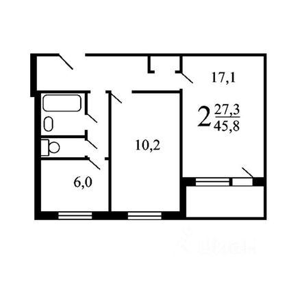 Продажа 2-комнатной квартиры 44,2 м², 9/9 этаж