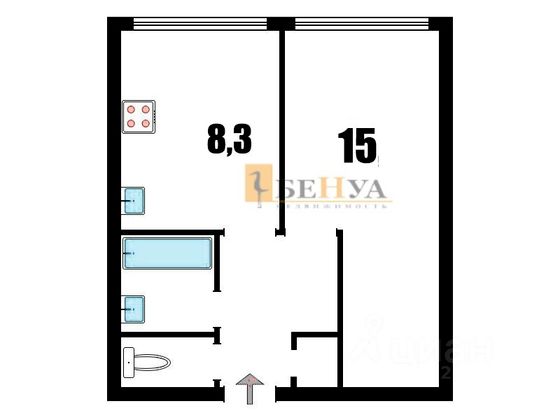 Продажа 1-комнатной квартиры 30,7 м², 6/9 этаж