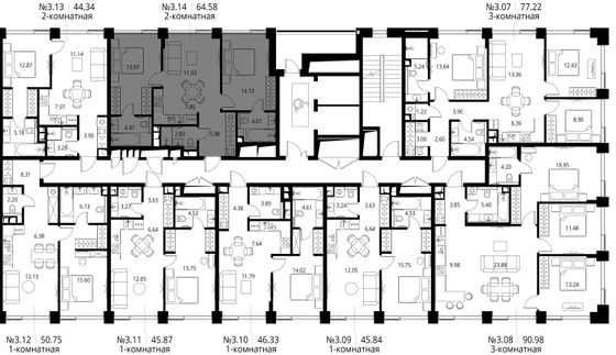 Продажа 2-комнатной квартиры 64,6 м², 3/10 этаж