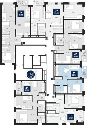 Продажа 2-комнатной квартиры 61,9 м², 15/17 этаж