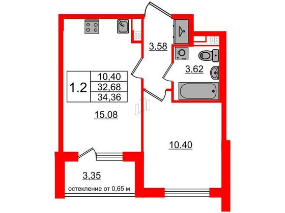 Продажа 1-комнатной квартиры 32,7 м², 4/4 этаж