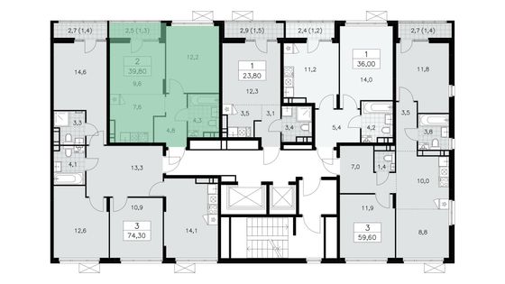 Продажа 2-комнатной квартиры 39,7 м², 12/16 этаж