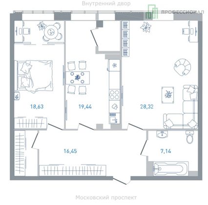 Продажа 2-комнатной квартиры 93,2 м², 7/7 этаж