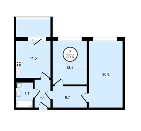 Продажа 2-комнатной квартиры 60,6 м², 14/17 этаж