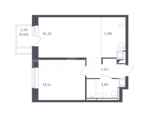 Продажа 2-комнатной квартиры 43,5 м², 11/12 этаж