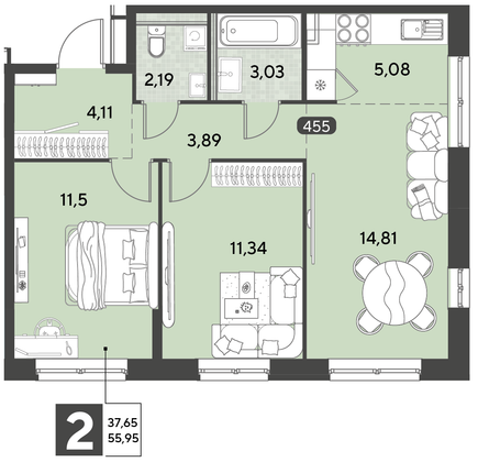 Продажа 3-комнатной квартиры 56 м², 10/21 этаж