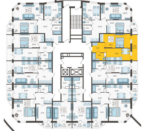 Продажа 1-комнатной квартиры 43,7 м², 3/16 этаж