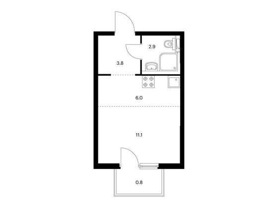 Продажа квартиры-студии 24,6 м², 5/25 этаж