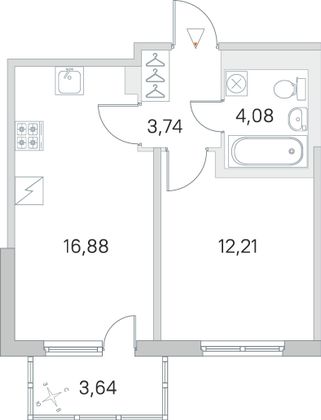 Продажа 1-комнатной квартиры 38 м², 4/5 этаж