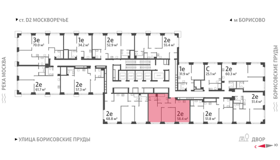 Продажа 2-комнатной квартиры 58,4 м², 22/52 этаж