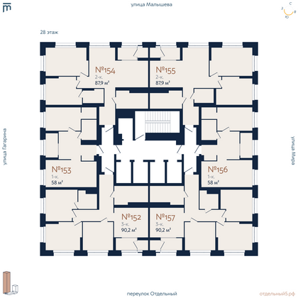 Продажа 3-комнатной квартиры 87,2 м², 28/29 этаж