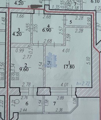 Продажа 1-комнатной квартиры 45,2 м², 6/9 этаж