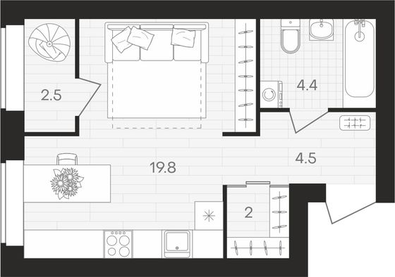 Продажа 1-комнатной квартиры 33,2 м², 9/10 этаж