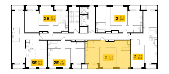 Продажа 2-комнатной квартиры 60,4 м², 11/12 этаж