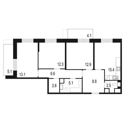 88,5 м², 3-комн. квартира, 10/25 этаж