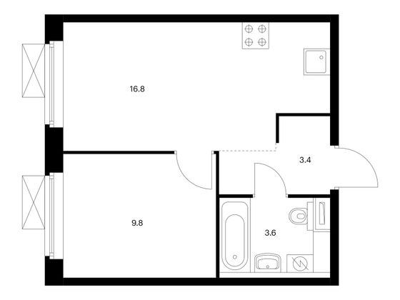 Продажа 1-комнатной квартиры 33,6 м², 2/11 этаж